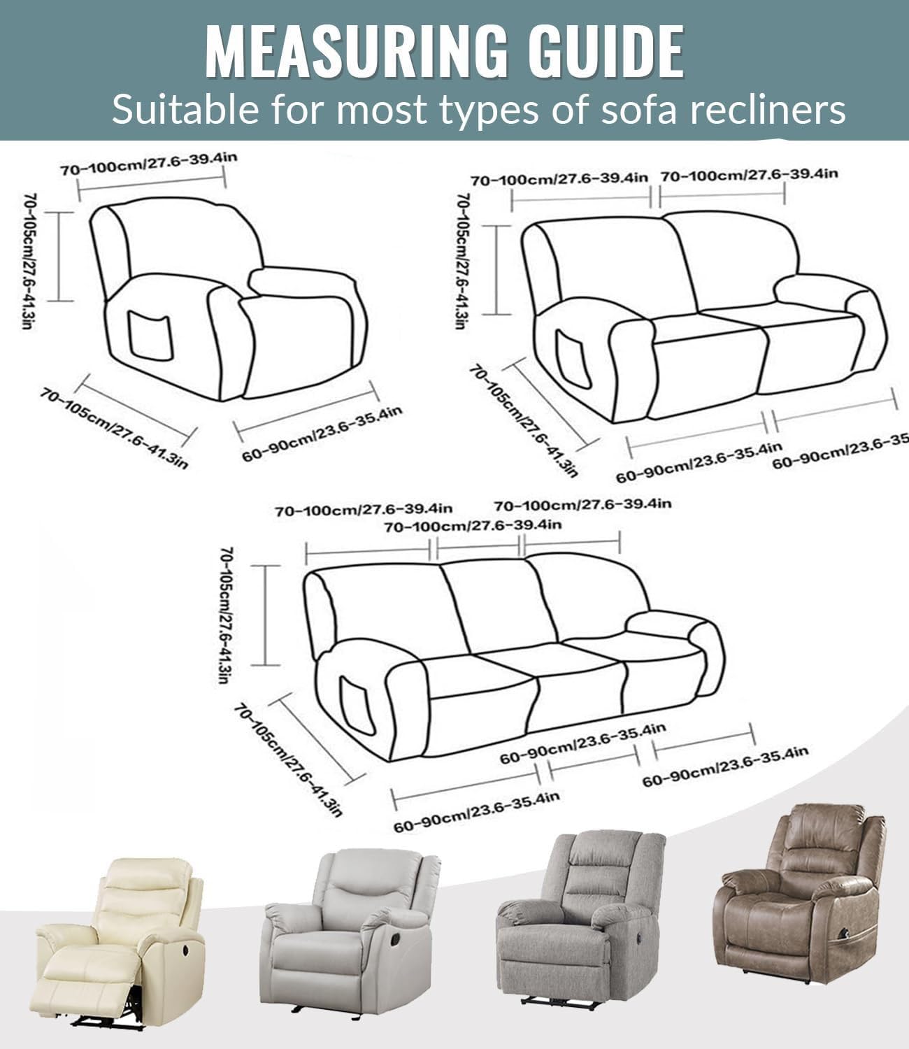 Sessel Überzug, Sesselbezuge Stretch mit Taschen, All-Inclusive,