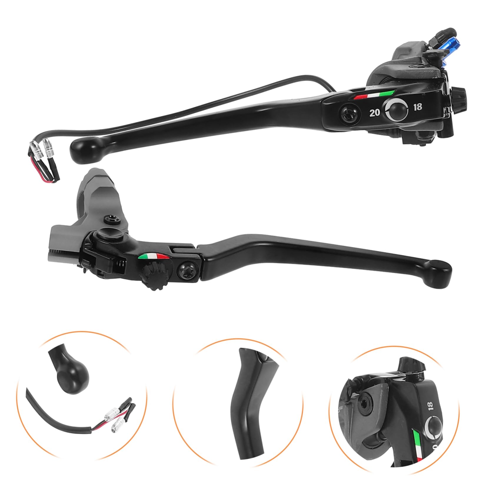 POPETPOP Levier de Frein de Moto en Aluminium, Paire Réglable Alésage de Pivot Usiné de Précision, Compatible Street Bike et Scooter, Équipement Moto Noir
