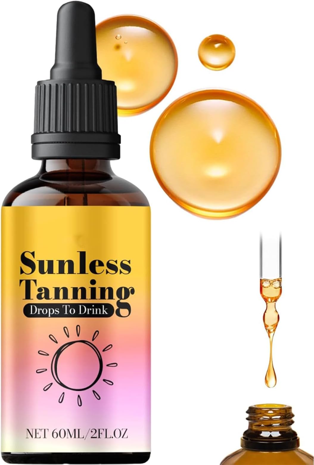Drinkable Tanning Drops, Sunless Tanning Drops To Drink, No Sun Required to Naturally Boost Melanin, Promotes Natural Skin Tone, Promotes Skin Health, Nourishing and Moisturizing (1pcs)