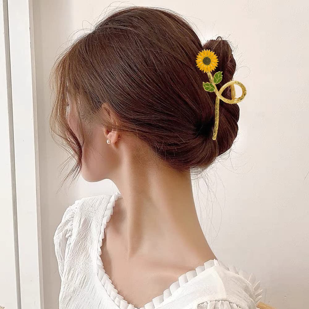 Amazon.com: Sunflower Claw Hair Clips, Large Gold Metal Hair  display picture 1