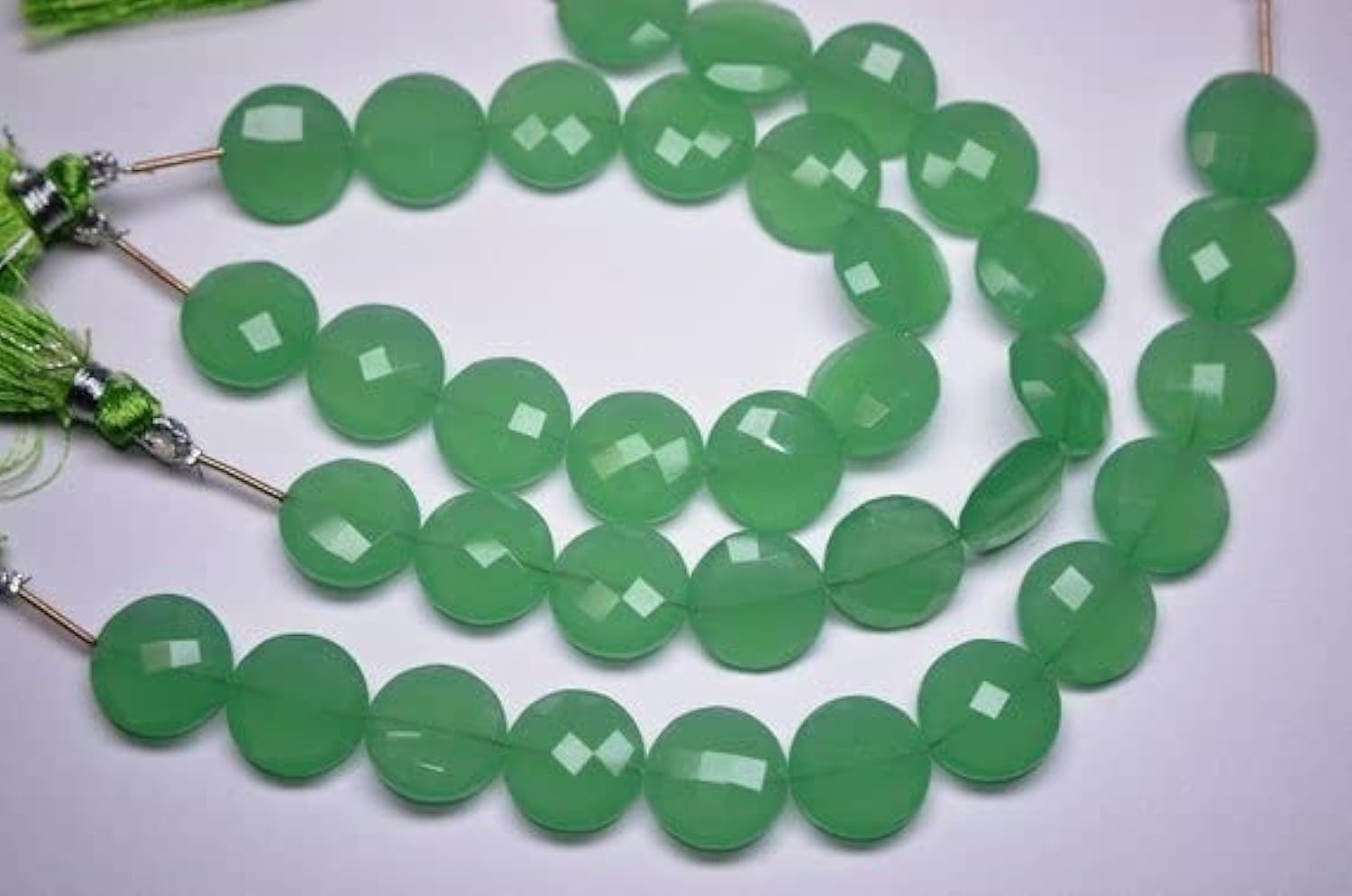 Quartz vert menthe perles briolette coin 16mm pour création bijoux DIY