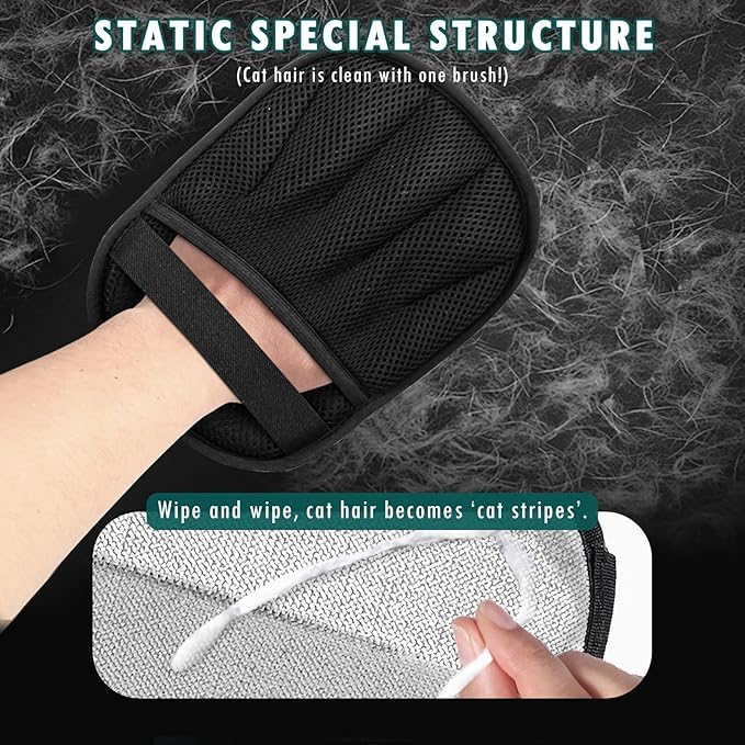 Cxqbsmy Static Remover Pet Grooming Gloves, Gentle Hair Removal Mitt for Dogs Cats Double-Sided Deshedding Brush - Image 4