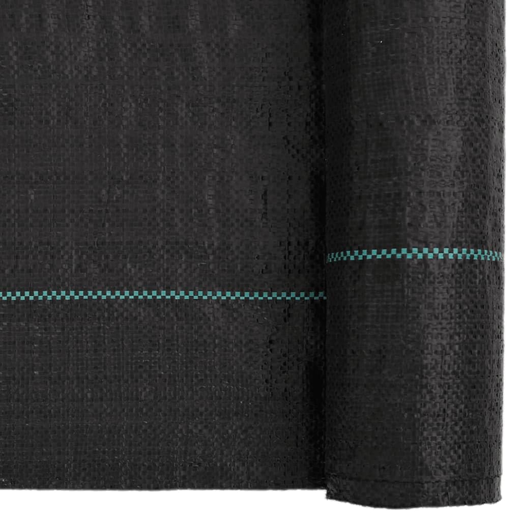 Unkrautvlies Schwarz 2x50 m aus 100% Polypropylen wasserdurchlässiges Gartenvlies für Hochbeet und Garten Unkrautbekämpfungsfolie mit grünen Streifen zur Pflanzenpflege