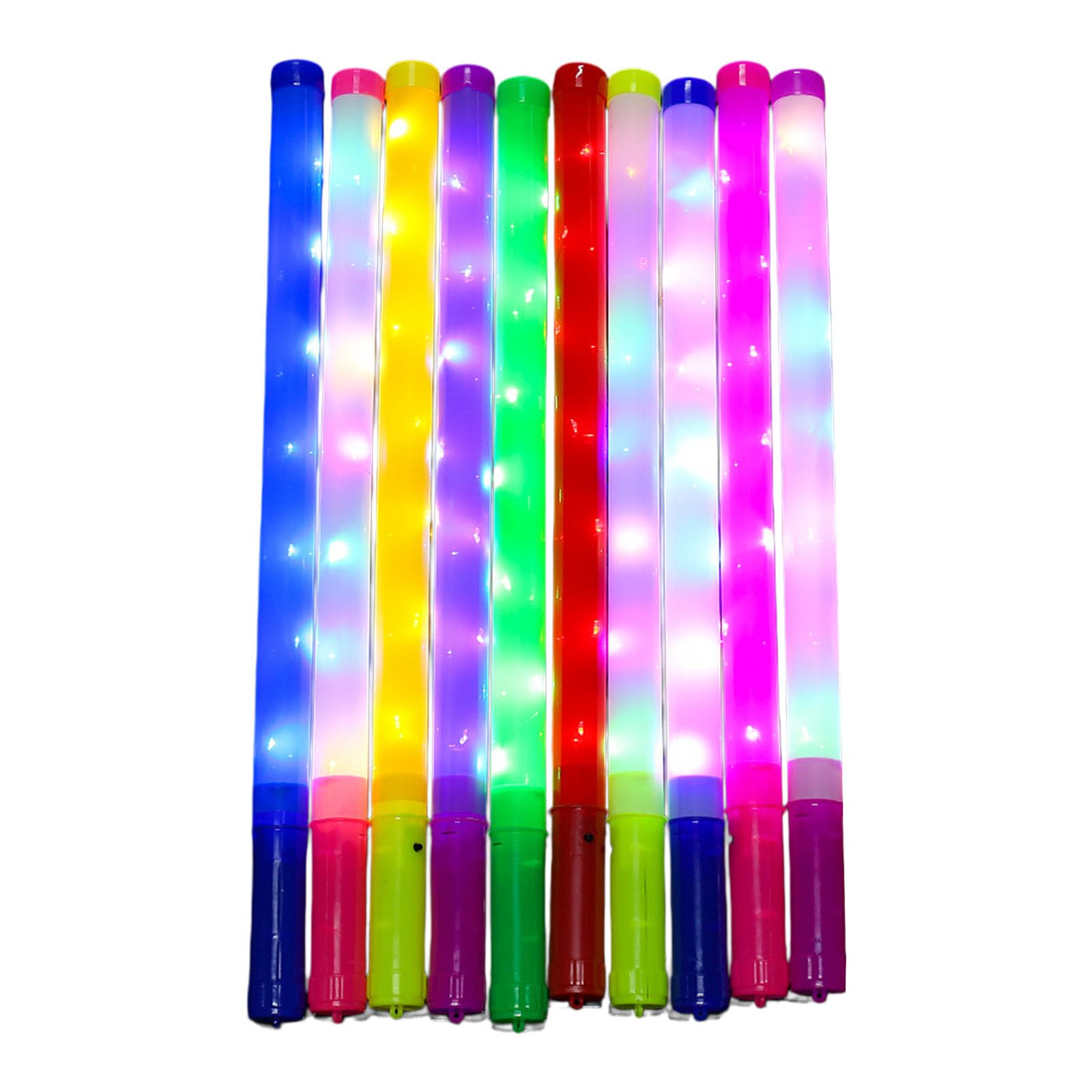 WGBOSMG 10Pcs Portable Lighted Up LED Sticks Color Changing Glowing Sticks for Birthday Music Concerts Festival Celebration Color Changing Light Stakes