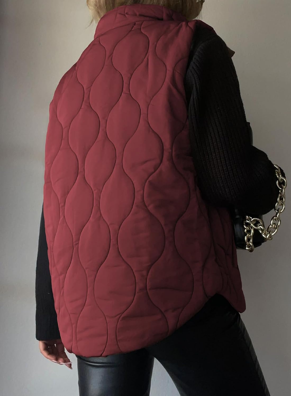 EVALESS Cropped Puffer Vest Women Lightweight Quilted Stand Collar Sleeveless Jackets Fall Winter 2025 Button Zip Up Coat - Image 4