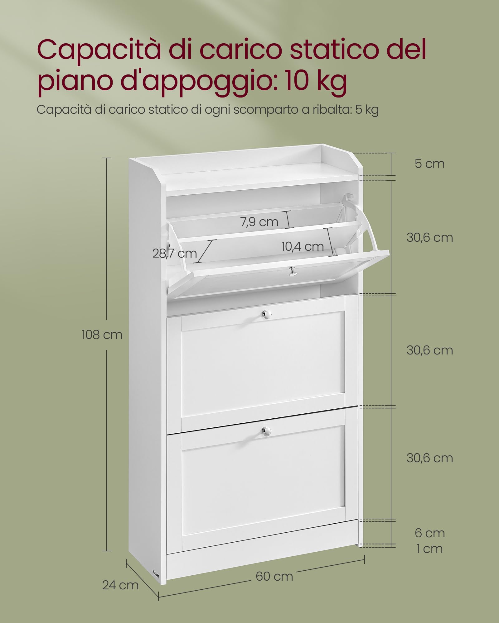 Double Scarpiera 4 Ribalte Bianca - 10