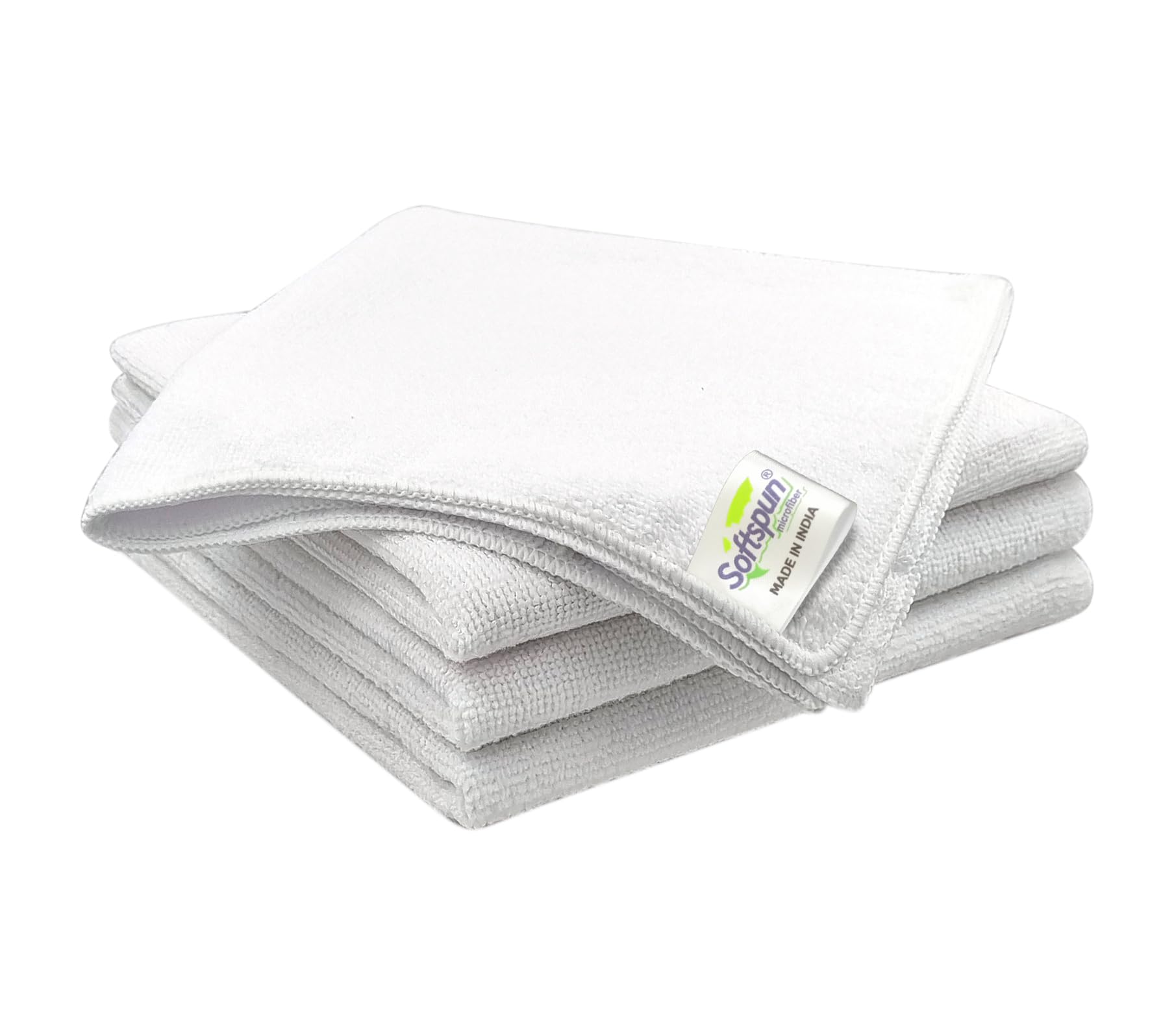 SOFTSPUN Microfiber Cleaning Cloths 4 pcs 40x40cms 220 GSM White! Highly Absorbent Lint and Streak Free Multi Purpose Wash Cloth for Bike & Car Stainless Steel Silverware.… - Image 2 thumbnail