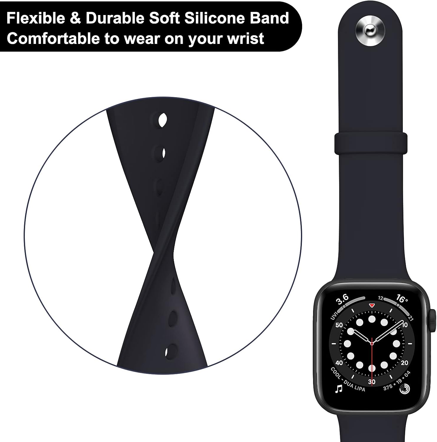 Best OUHENG 2 Pack Sport Band Compatible with Apple Watch Band 41mm 40mm 38mm 45mm 44mm 42mm, Soft Silicone Band Replacement Strap for iWatch Series 7/6/5/4/3/2/1 SE (Black/White, 41mm 40mm 38mm)