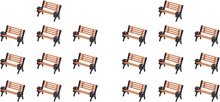 20Pcs Model Train HO N O Scale 175 Bench Chair Model Settee Street Park Layout Plastic Crafts,Garden/Railway Layout