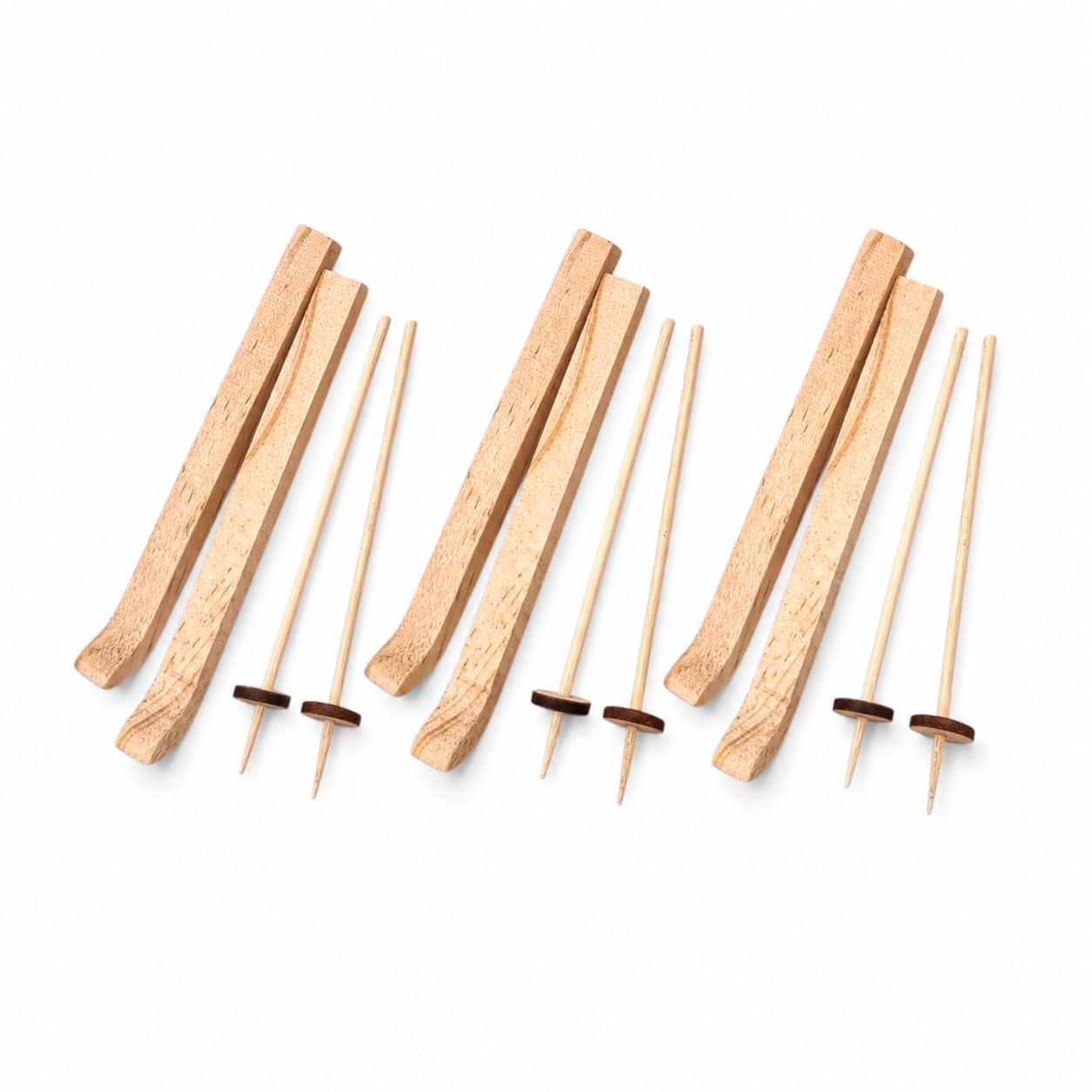 Miniature Wooden Skis and Poles Set of 3 Pairs, Blank Unfinished Wood Dollhouse Winter Accessories for Christmas Displays, Alpine Scenes, Dioramas, Miniature Figures and Crafts — image 1
