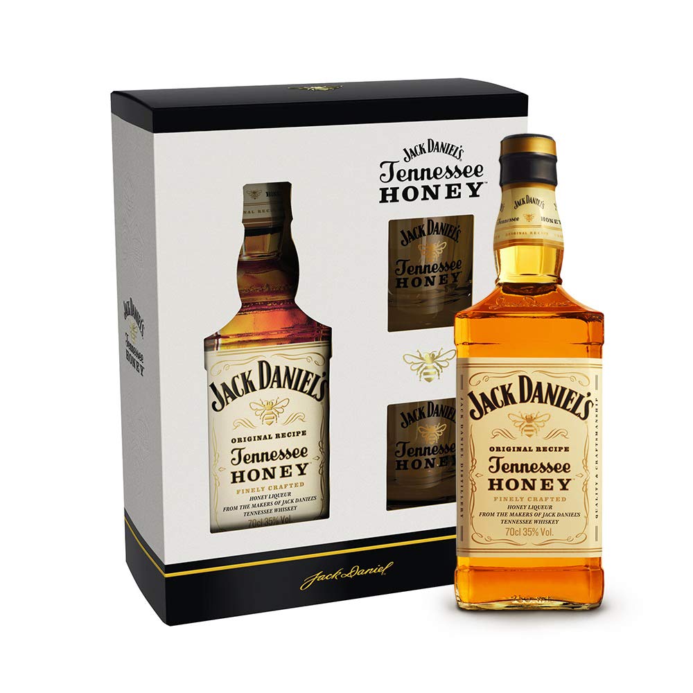 Jack Daniel's Tennessee Honey Set - Geschenkkarton inkl. Gläser | Ideal zum Verschenken (1 x 0,7 Liter)