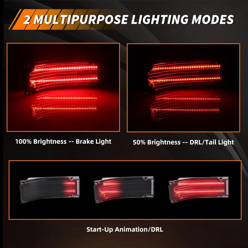 Tail Light Compatible with Chevy Chevelle 1966, [DOT] [IP67 Waterproof] Red LED Taillight Lamps, Replace OEM #CH-TL/RL-66, 1 Pair, Smoked Lens
