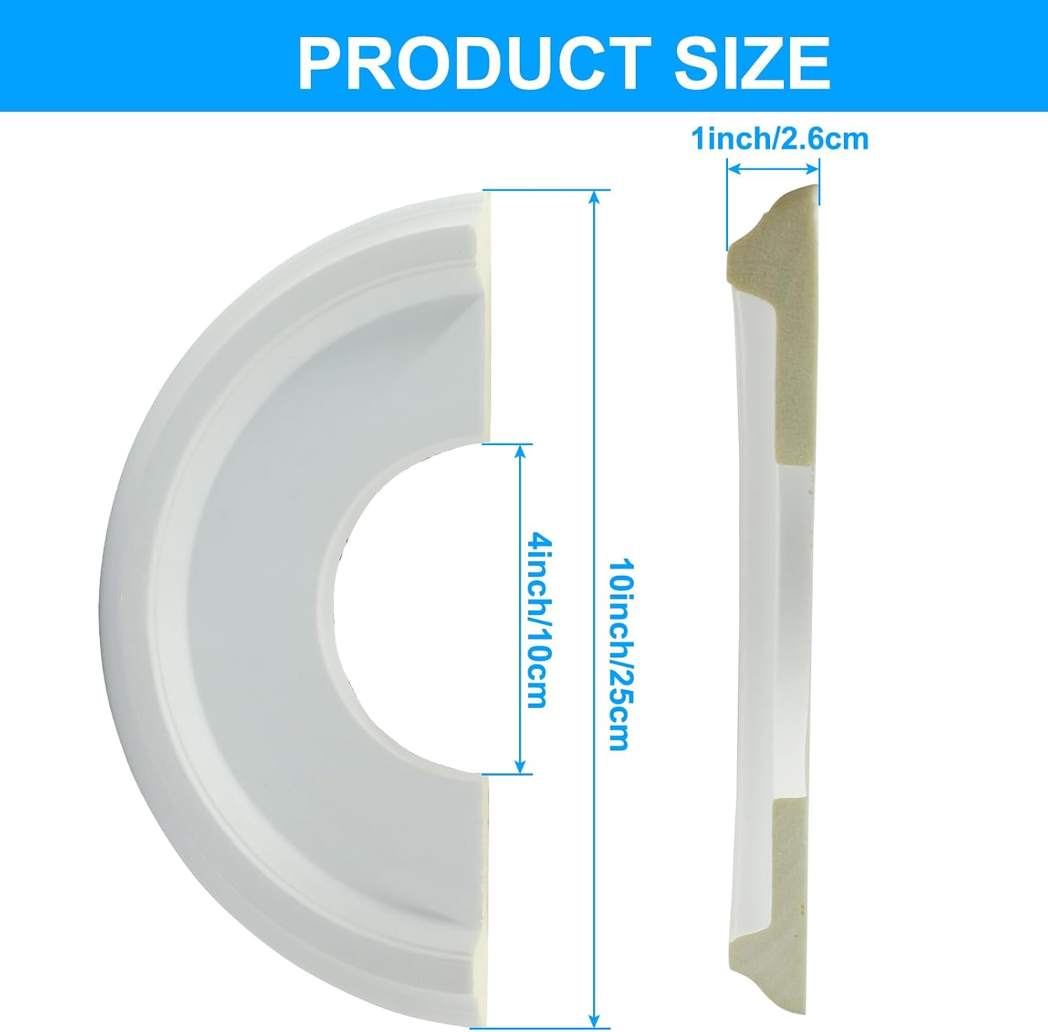 2 Pcs White Molded PU Split Ceiling Medallions,10" OD x 4" ID image 5