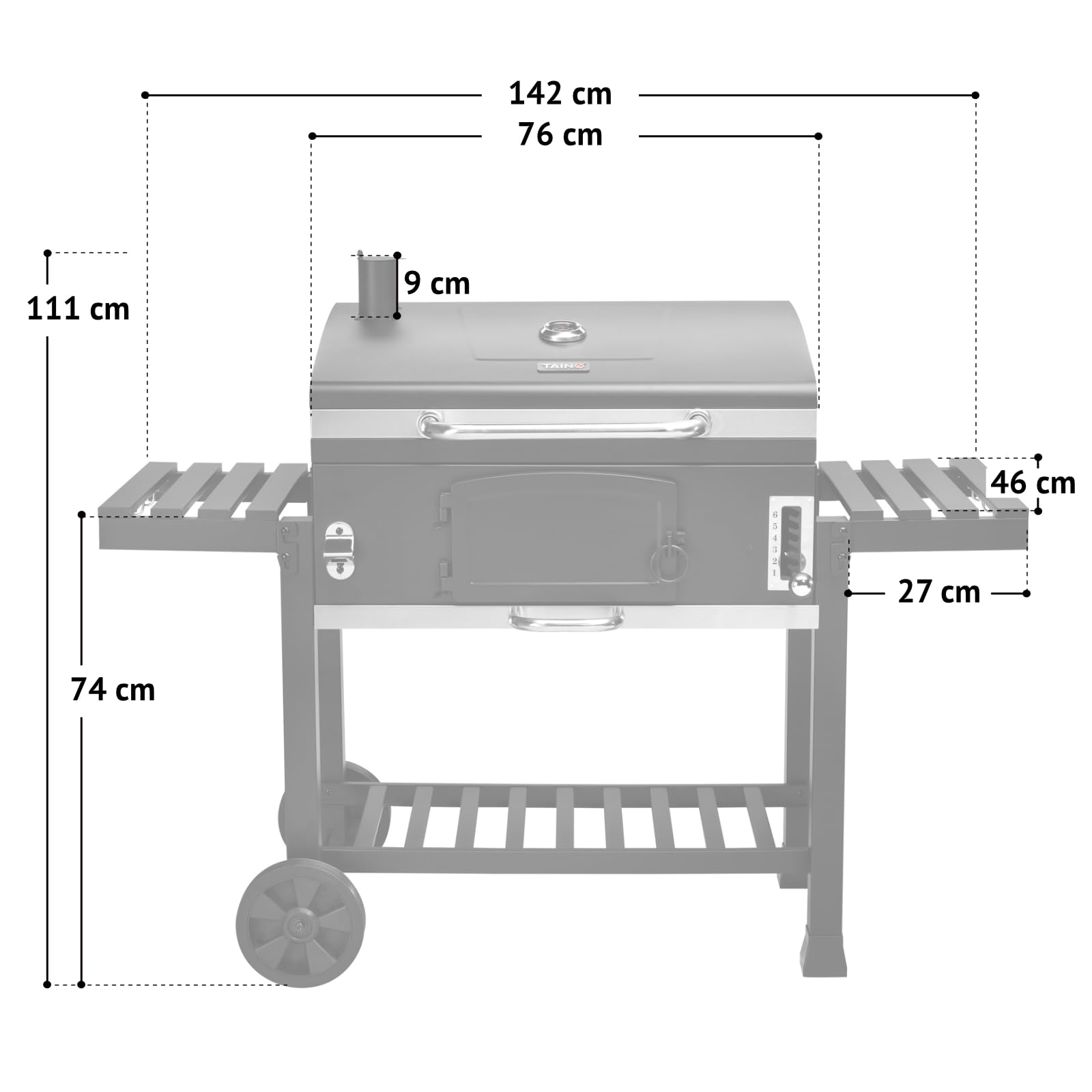 TAINO Hero XXL Smoker - Barbacoa de carbón vegetal