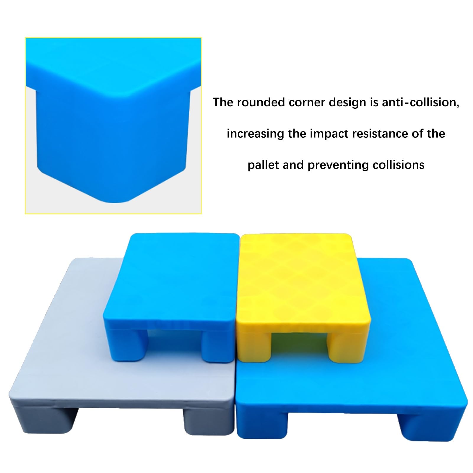 Pallet in plastica resistente, impermeabile, per uso esterno e interno, antiscivolo e resistente all'usura, per deposito Dunnage rack modulare per magazzini (blu, 50 cm x)