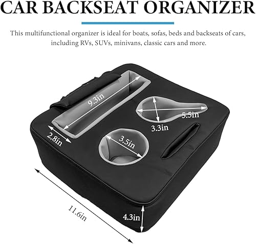 Miniatura 2 de Organizador de asiento trasero de automóvil, soporte de cuero para asiento trasero de automóvil, bandeja expansora, bandeja para portavasos de