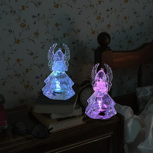 Miniatura 8 de Abaodam 4 lámparas LED de ángel que cambian de color, ángel de la guarda, luz nocturna, ángel de cristal, árbol de Navidad, decoración colgante,
