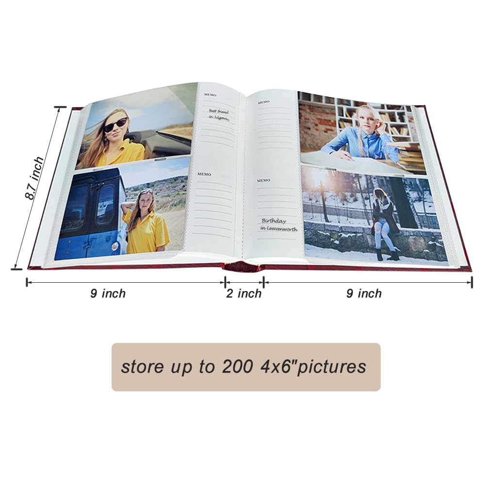 Álbumes de fotos de 4 x 6 pulgadas con espacio de escritura, 200 fotos con bolsillos deslizantes, libro de recuerdos para boda, libro de recuerdos para aniversario, viajes, perro (marrón)