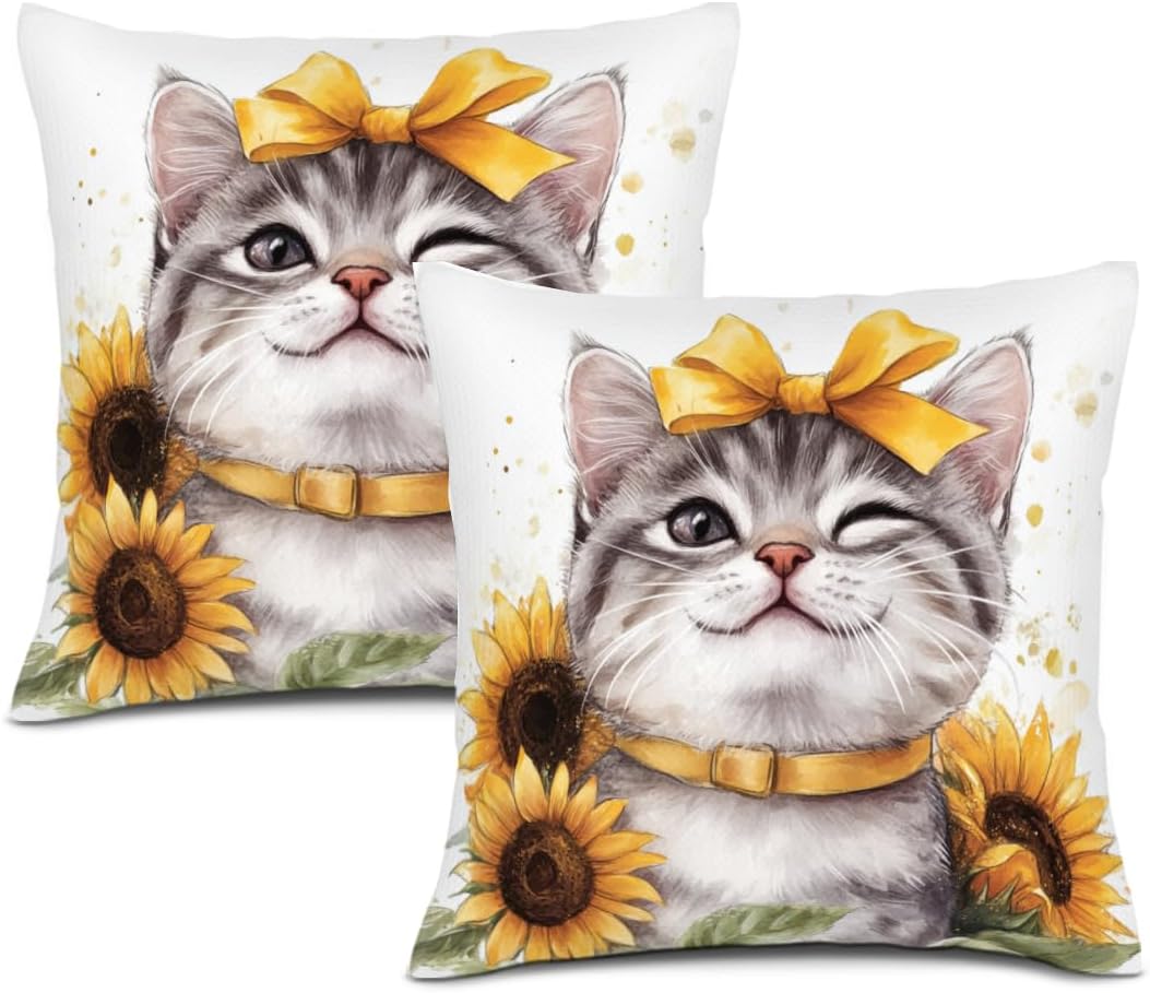 Donkey Pillow Cases Set of 2, Soft Sunflower Printing Throw Pillow Covers 28x28 Set, Pet Velvet Decor for Couch Living Room