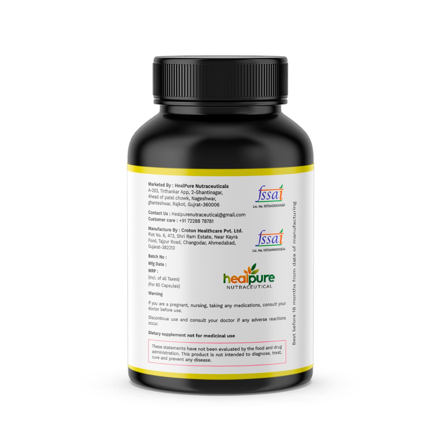 HEALPURE NUTRACEUTICAL Quercetin 400 mg and Bromelain 75 mg Supplement, for Inflammation Management, Allergy Relief and Immune Support- 60 Capsules 1