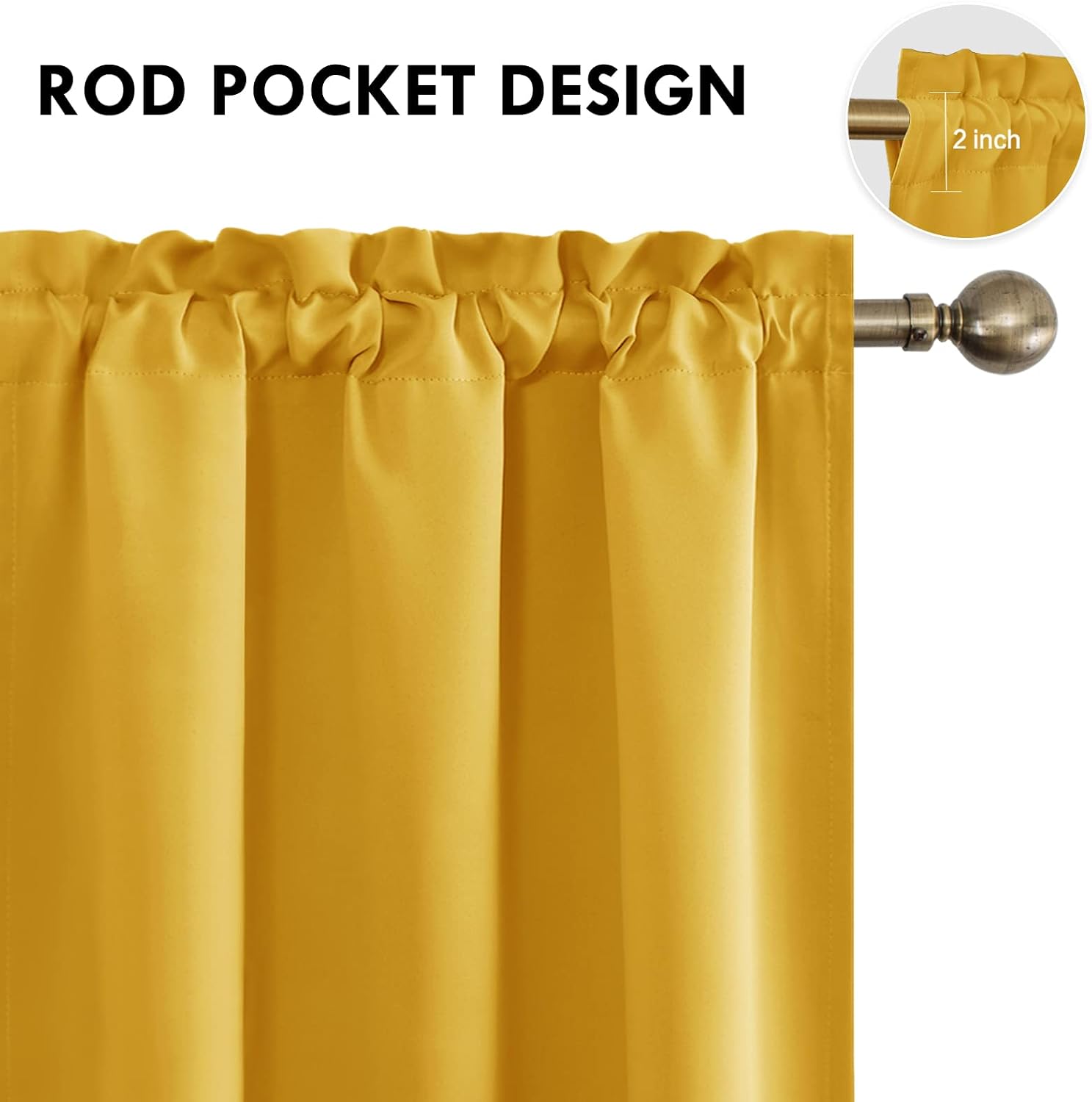 DWCN Blackout Curtains Room Darkening Thermal Insulated Bedroom Curtains Window Curtain Panels, 38 x 63 inches Long - Image 5