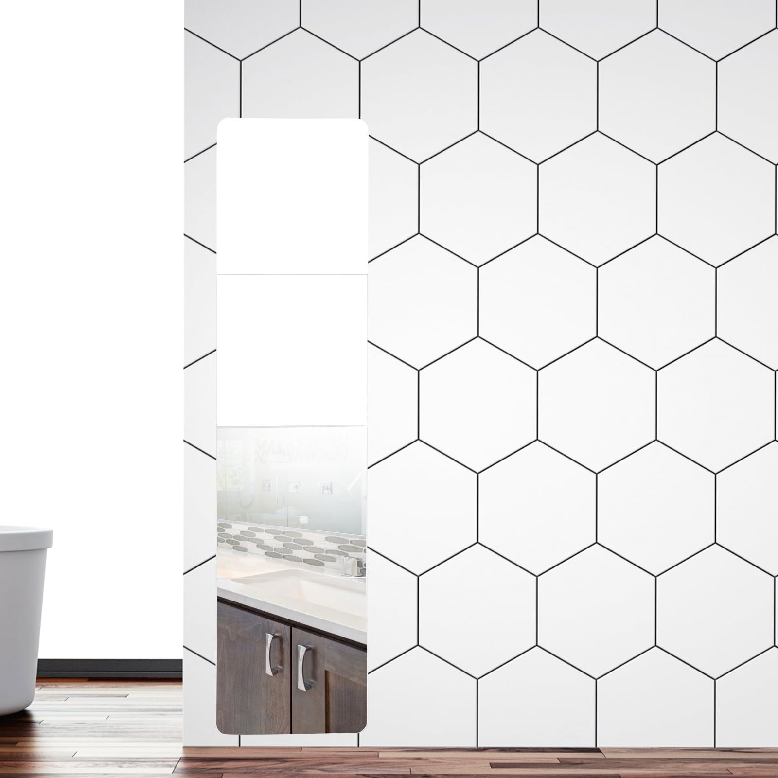 Beavorty Espejo de Pared Adhesivo para Vestirse, 26x26 Cm Vidrio
