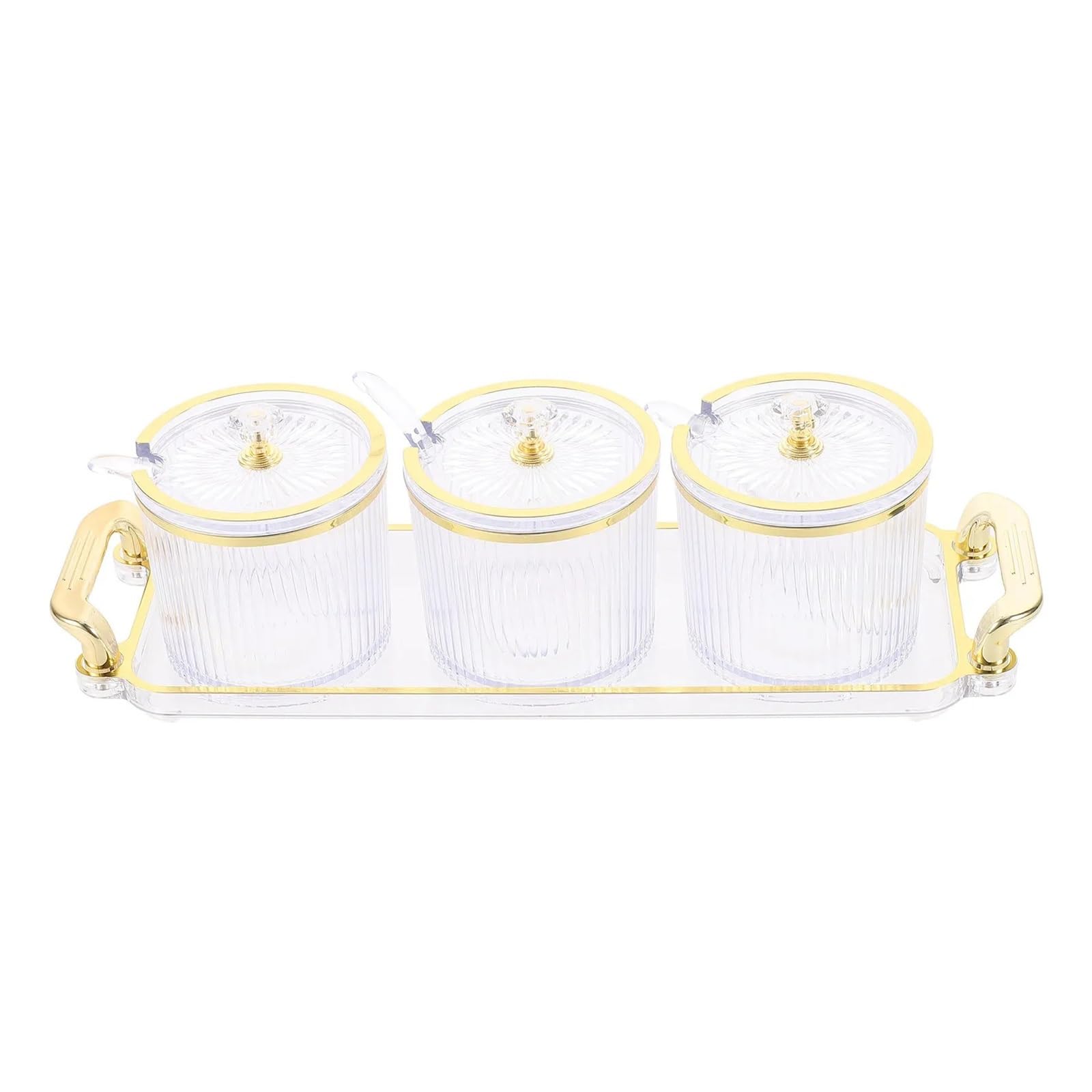 WZPTLKIBAD Transparent Striped Spice Storage Container with Spoons