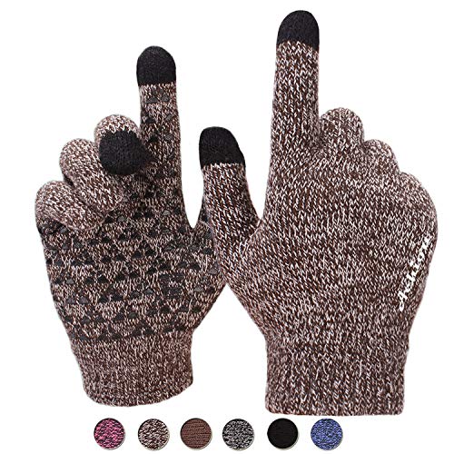 Achiou Touchscreen Winter Warm Gloves for Women Men Knit Wool Lined Texting