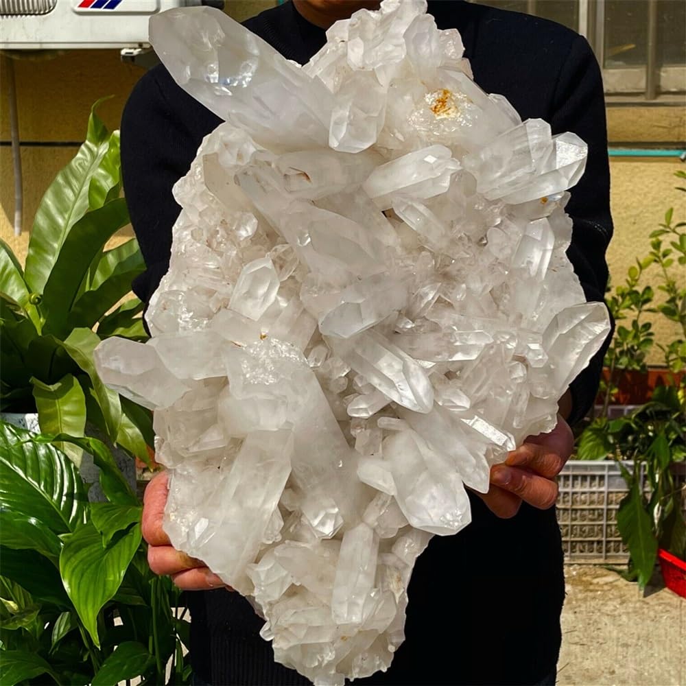 KJEBVHIRS Stone White Crystal Cluster Quartz Home Office(Size:200-250g)