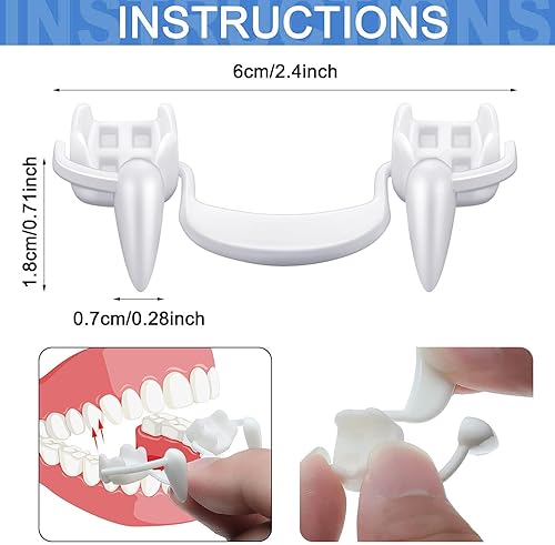 Miniatura 2 de 2 pares de colmillos de vampiro zombi retráctiles de Halloween, reutilizables, espeluznantes dientes falsos, disfraz de Halloween, fiesta de
