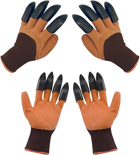 Miniatura 2 de FONIRRA Guantes de jardín con garras, 2 pares para excavar malas hierbas, tirar de garras de jardín, guantes de trabajo protectores para exteriores