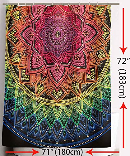 Sddser Mandala Flowers Shower Curtain Colorful Floral Gradient Patterns Decor Bathroom Curtain For Kids, 72 X72 In Bathtub Showers Washable Fabric Yllssd188-72 #TOP4
