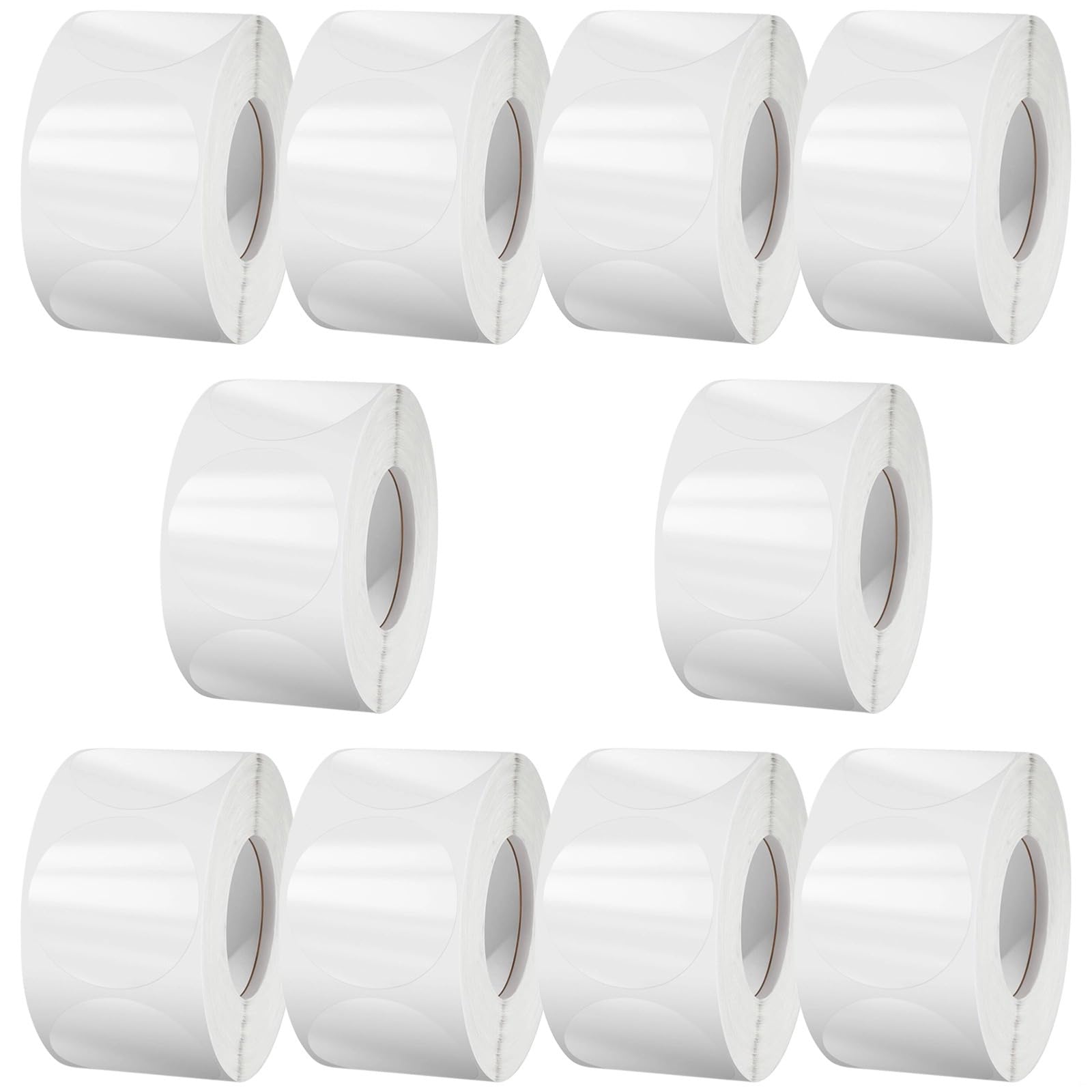 Lot de 500 étiquettes autocollantes transparentes de 3,8 cm par rouleau, 10 rouleaux d'autocollants ronds transparents pour sceller, joints adhésifs transparents pour décoration de boîte