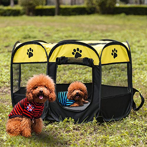 Gaorui Cercadinho portátil dobrável para animais de estimação, caixa de exercícios para ambientes in