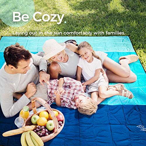 OCOOPA Beach Blanket, Extra Large Sandproof Waterproof, Picnic Mat, 8 Persons Family Size, Sand Free, Comfortable, Durable Parachute Nylon 210T, Lightweight, 4 Stakes&1 Travel Bag, S09 - Image 4