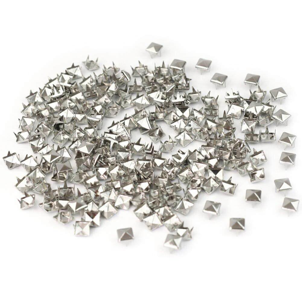 Froiny 200pcs Punk Pyramid Studs Silver Spike Nailheads Rivet Shoes for DIY Craft Decorative Bags Clothes 7mm