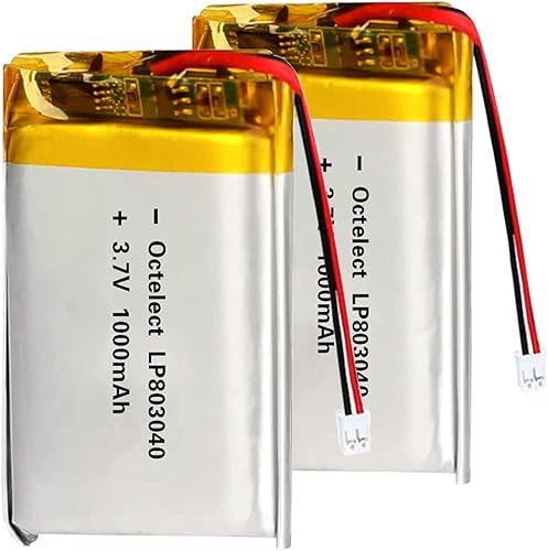2 unids 3.7 V 1000 mAh 803040 Lipo batería recargable de polímero de litio ion batería con conector JST