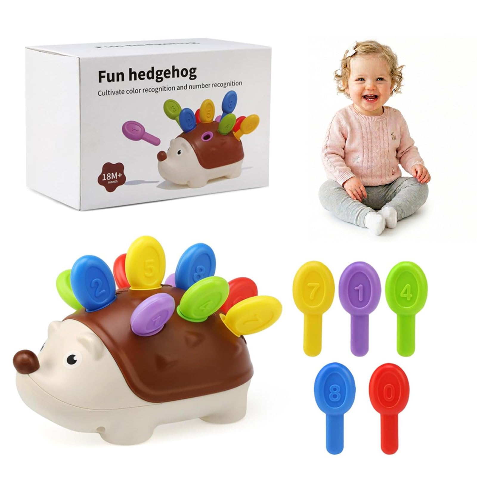 AnchFnny Montessori Toys for 1 Year Old,Hedgehog Sorting Toy,Sensory Game,Fine Motor Skills,Toddler Travel Toys,Early Development & Activity Toys for 1 2 3 Years Old Boys Girls