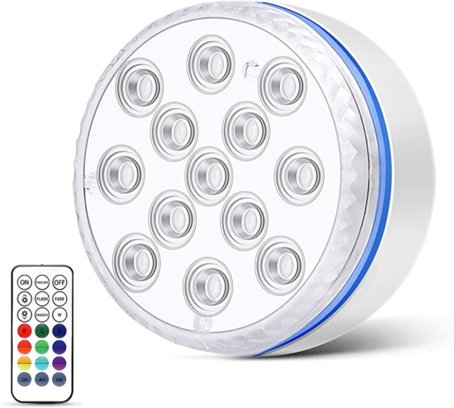 High Brightness 3AA Submersible Ip68 Waterproof 13Led Pool Light with Remote Magnet for Party Fishtank Bathtub Garden(1 lamp 1 Controller,7CM)