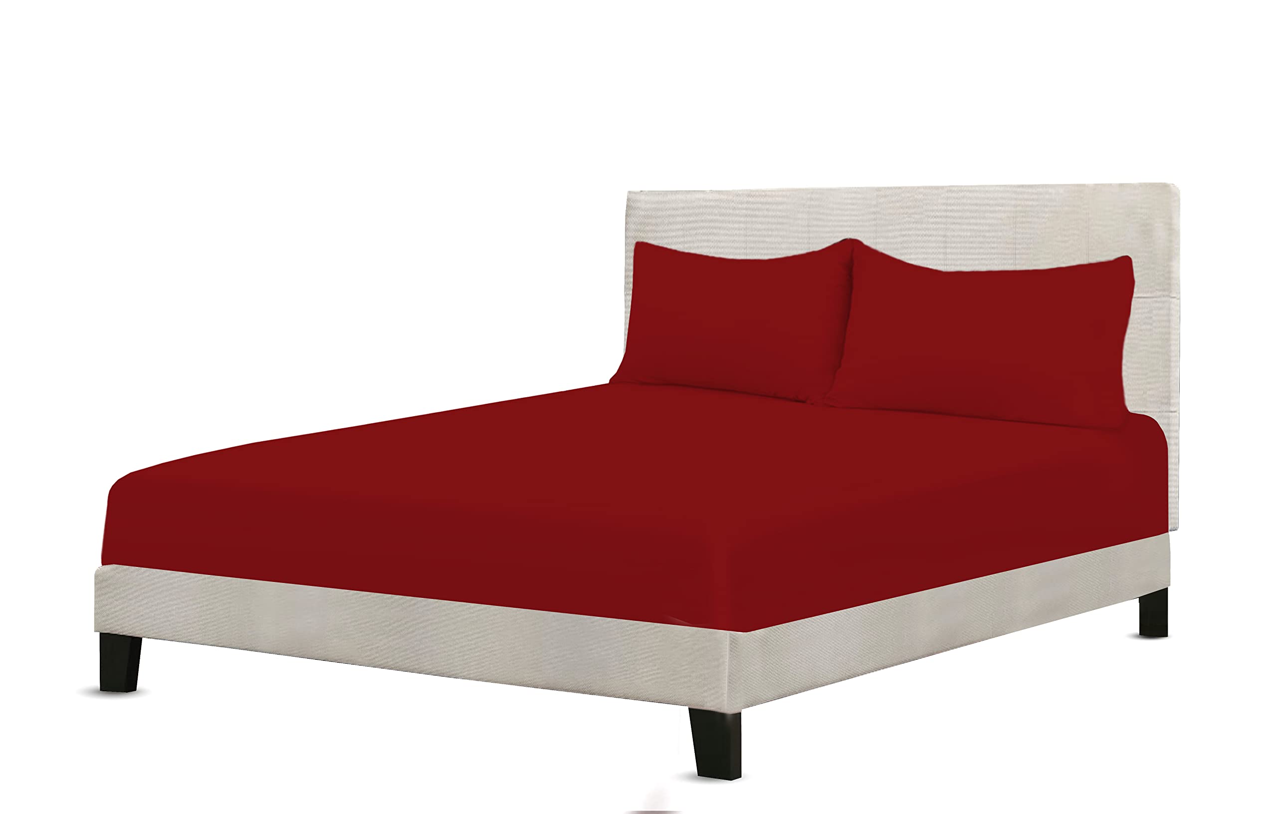 A ATH COLLECTION Egyptian Cotton Fitted Sheet 25 CM Extra Deep Pocket, 200 Thread Count Cotton Soft, Fade & Wrinkle Resistant Fitted Bed Sheets (King, Red)