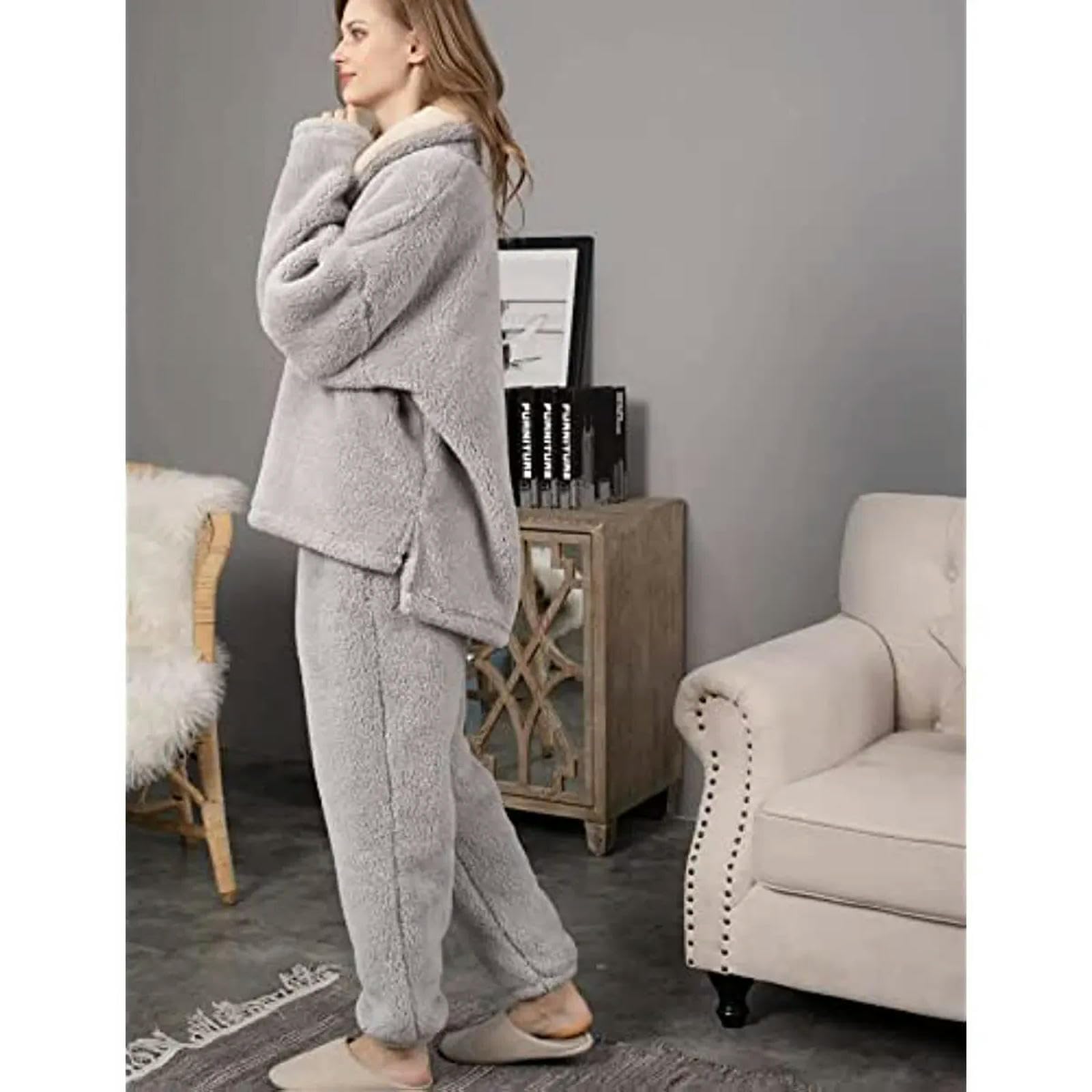MdybF Pijamas de Mujer de Algodon Pijama Femenino Suave Y Cómodo Traje De Pijama Esponjoso Suéter Suelto Ropa Térmica Pijama De Invierno