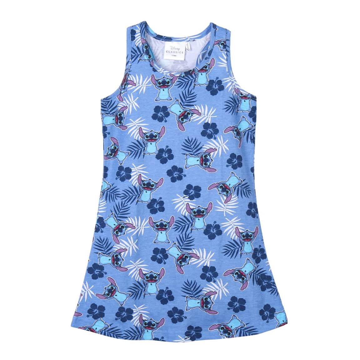 Disney Lilo y Stitch Vestido Niña, Diseño Tropical, Vestido de Verano para Niña, Vestido Manga Corta para Niña, Algodón Suave, Talla 3 Años, Azul