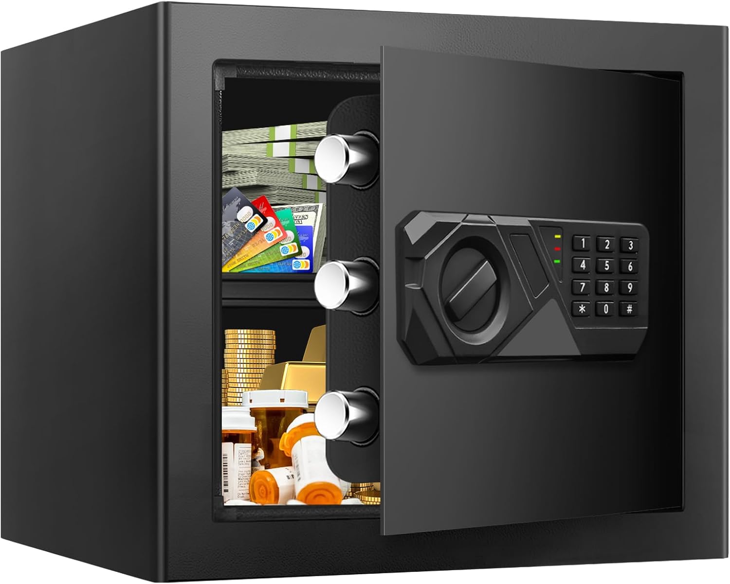 1,6 CUB de petits coffres-forts ignifuges pour la maison, sécurité numérique à la maison, étanches, étanches, étanches, avec clavier et système d'alarme, boîte de sécurité pour documents antivol pour de l'argent.