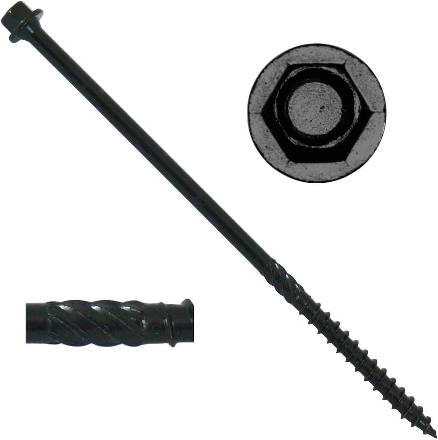 Jake Sales #14 X 6" Heavy Duty Black Timber/Log/Landscaping Wood Screws (50 Count)