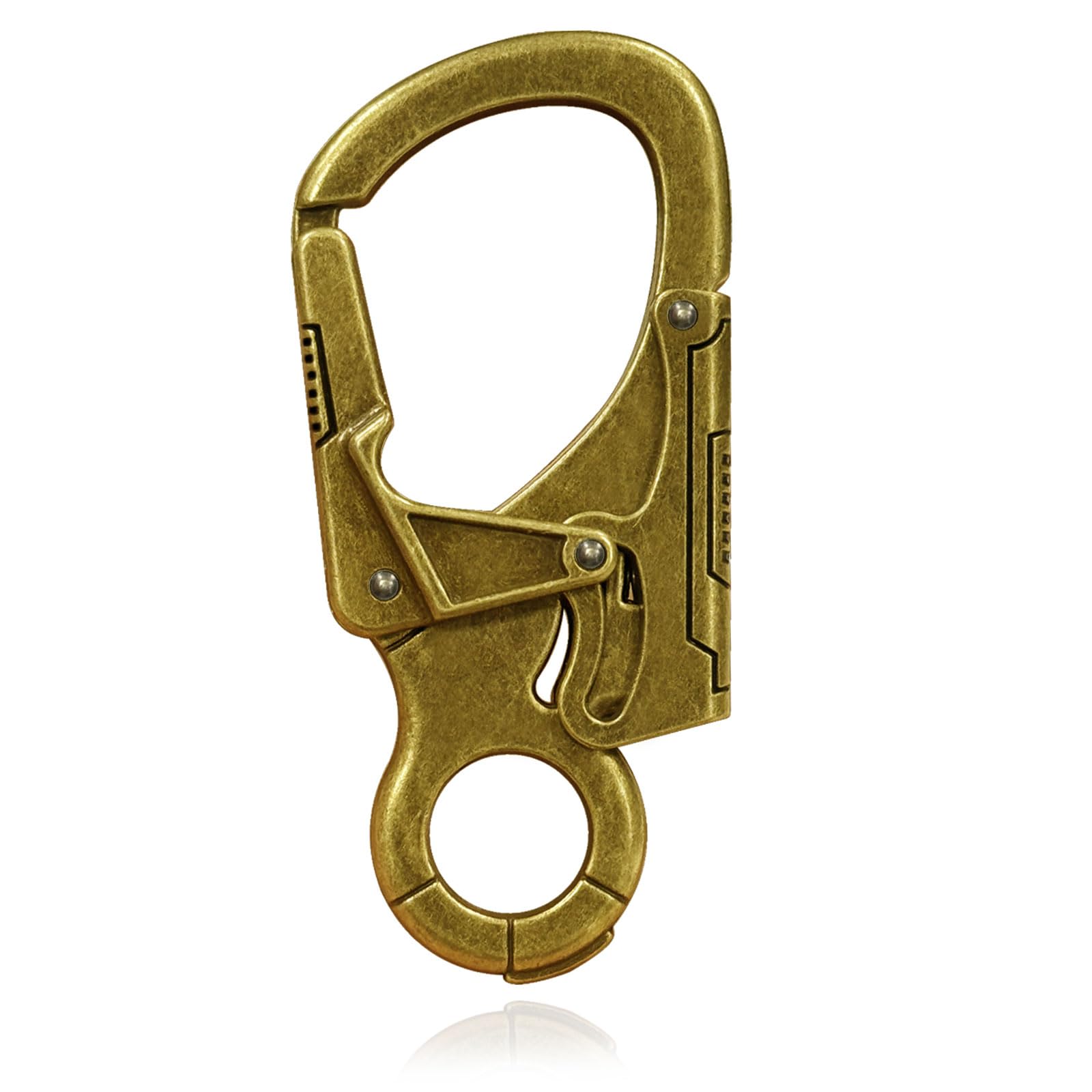 Ahiller Double Lock Zinc Alloy Carabiner Keychain Clip for Outdoor-Bronze