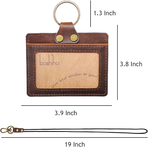 Vista 171 de Boshiho. Funda vertical, de piel, para tarjeta de identificación con cordón resistente., Bolso