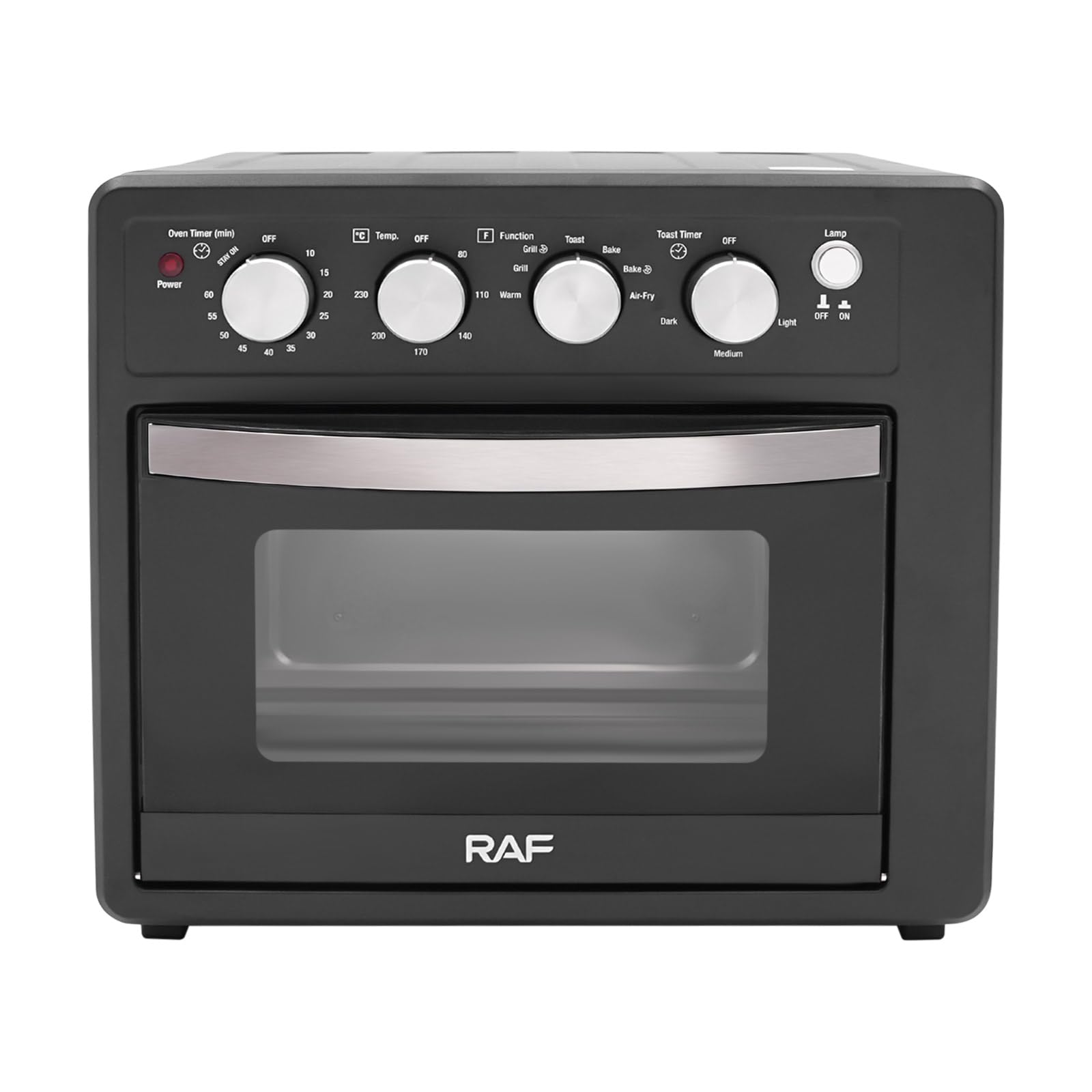 Mini four à pizza avec chaleur tournante, 25 l, électrique, 1700 W, 80-230 °C, minuterie 10-60 min, éclairage intérieur, chaleur de voûte/de sole, verre visible, noir