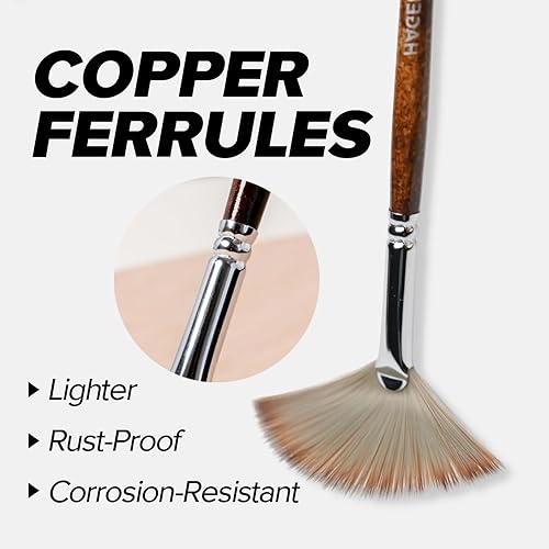 Miniatura 3 de Juego de 25 pinceles de pintura, cerdas de nailon sintético experto con cuchillo de paleta y rollo de cuero de gamuza, juego de pinceles para óleo,