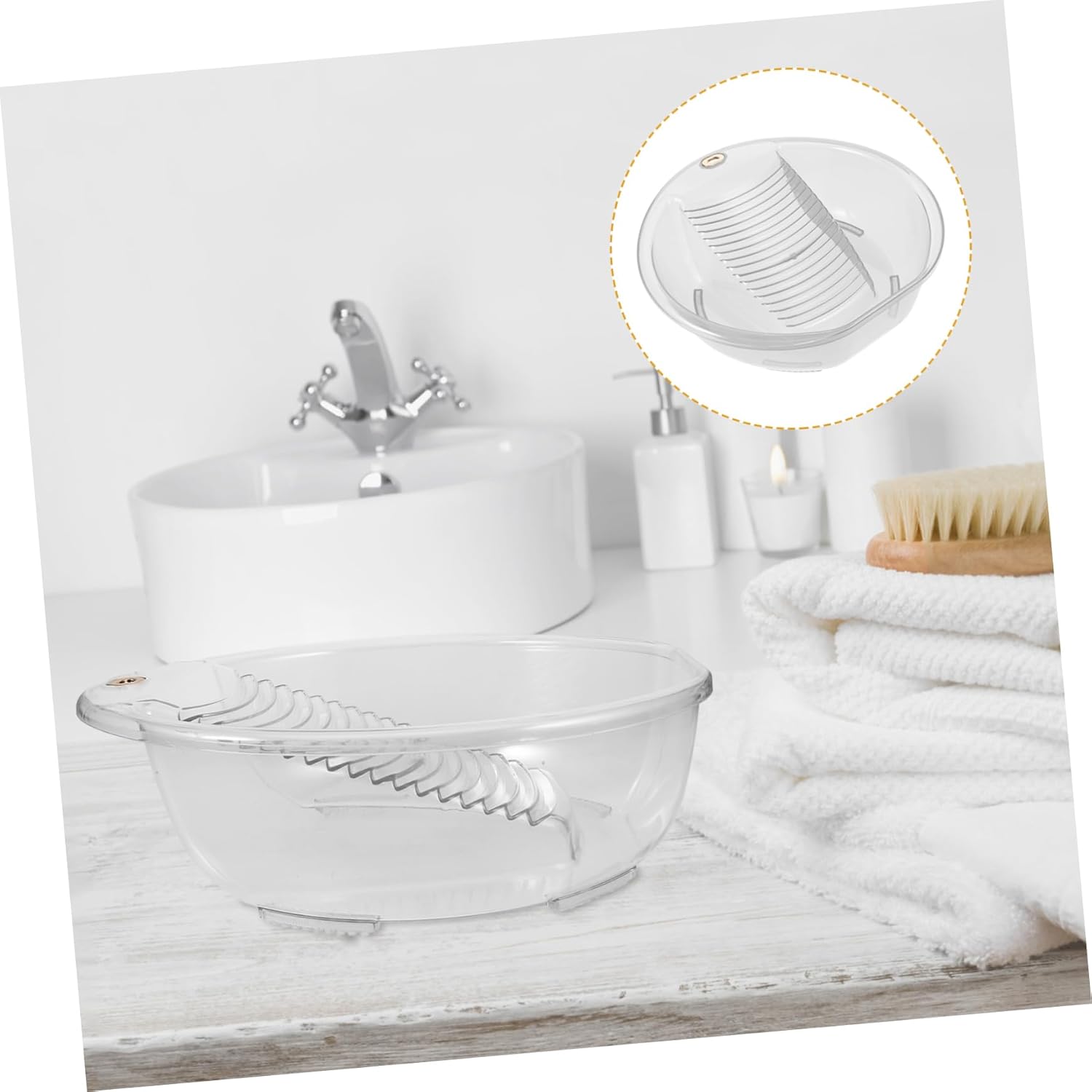 Washboard Washtub Laundry Basin Integrated Scrub Board for Easy Hand Washing Portable and Compact Design for Home Dorm Outdoor Use