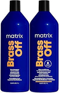 Brass Off Blue Shampoo and Pigmented Conditioner Set - Tones and Removes Brassy Orange Undertones, For Color-Treated Hair or Lightened Brunettes, Premium Salon Conditioner & Vegan, 10.1 Fl Oz